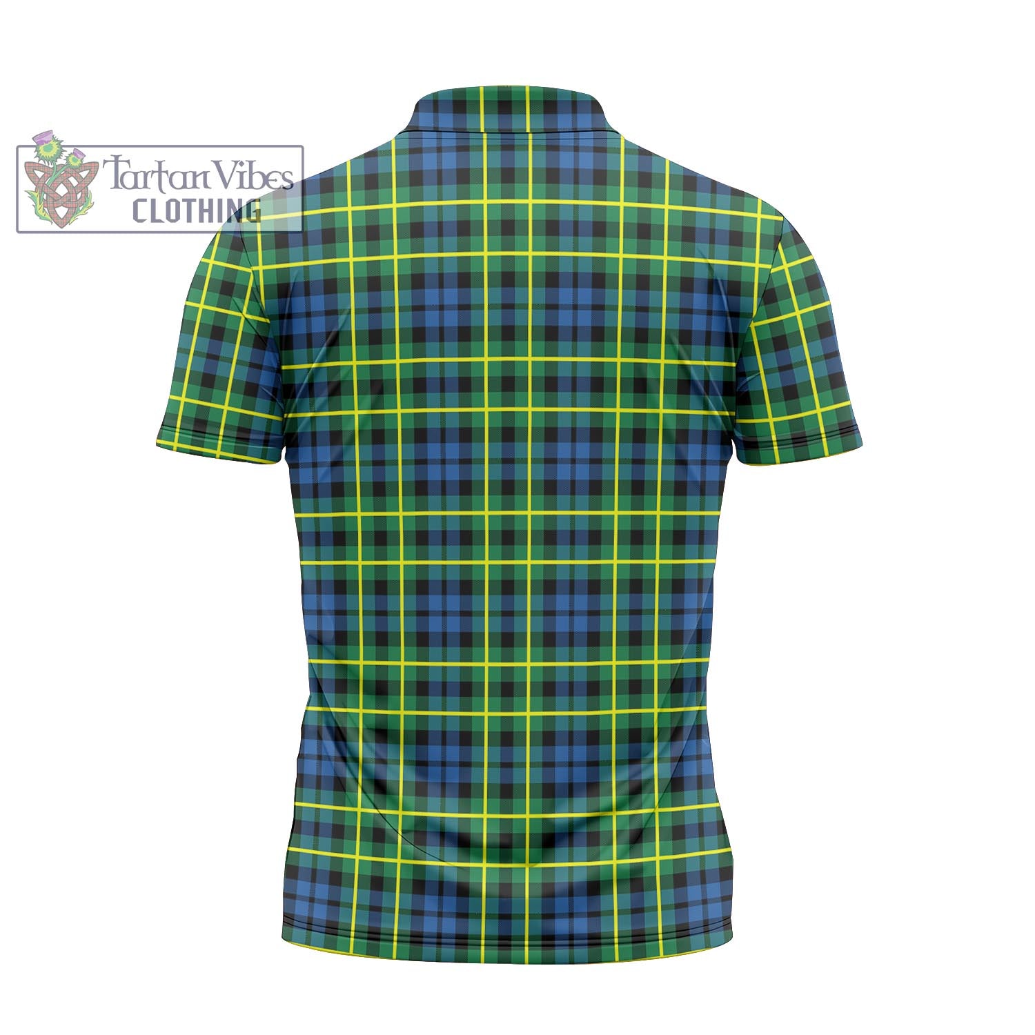 Tartan Vibes Clothing Campbell of Breadalbane Ancient Tartan Zipper Polo Shirt with Family Crest