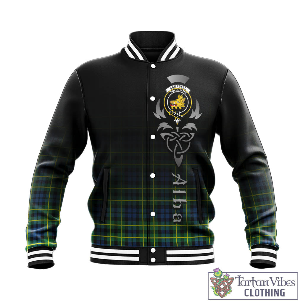 Tartan Vibes Clothing Campbell of Breadalbane Ancient Tartan Baseball Jacket Featuring Alba Gu Brath Family Crest Celtic Inspired