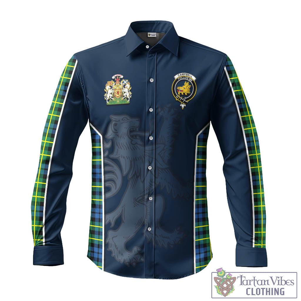 Tartan Vibes Clothing Campbell of Breadalbane Ancient Tartan Long Sleeve Button Up Shirt with Family Crest and Lion Rampant Vibes Sport Style
