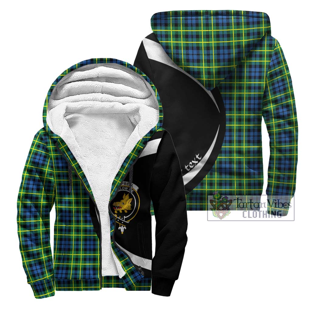 Campbell of Breadalbane Ancient Tartan Sherpa Hoodie with Family Crest Circle Style Unisex - Tartan Vibes Clothing