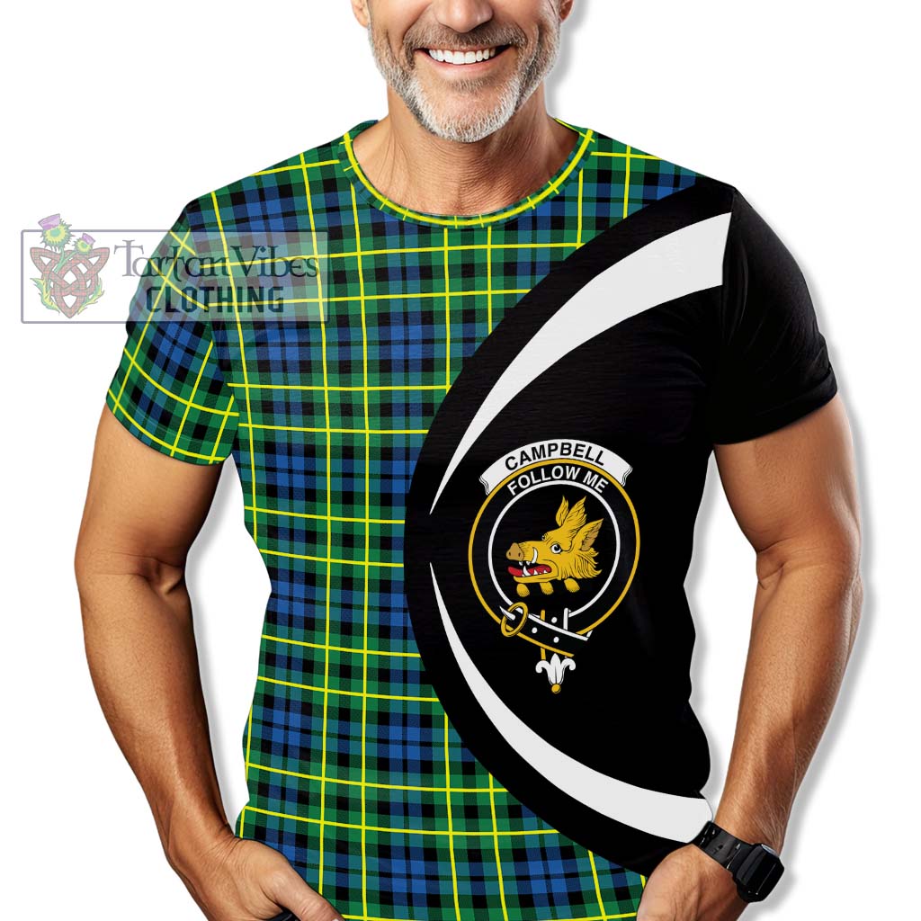 Tartan Vibes Clothing Campbell of Breadalbane Ancient Tartan T-Shirt with Family Crest Circle Style