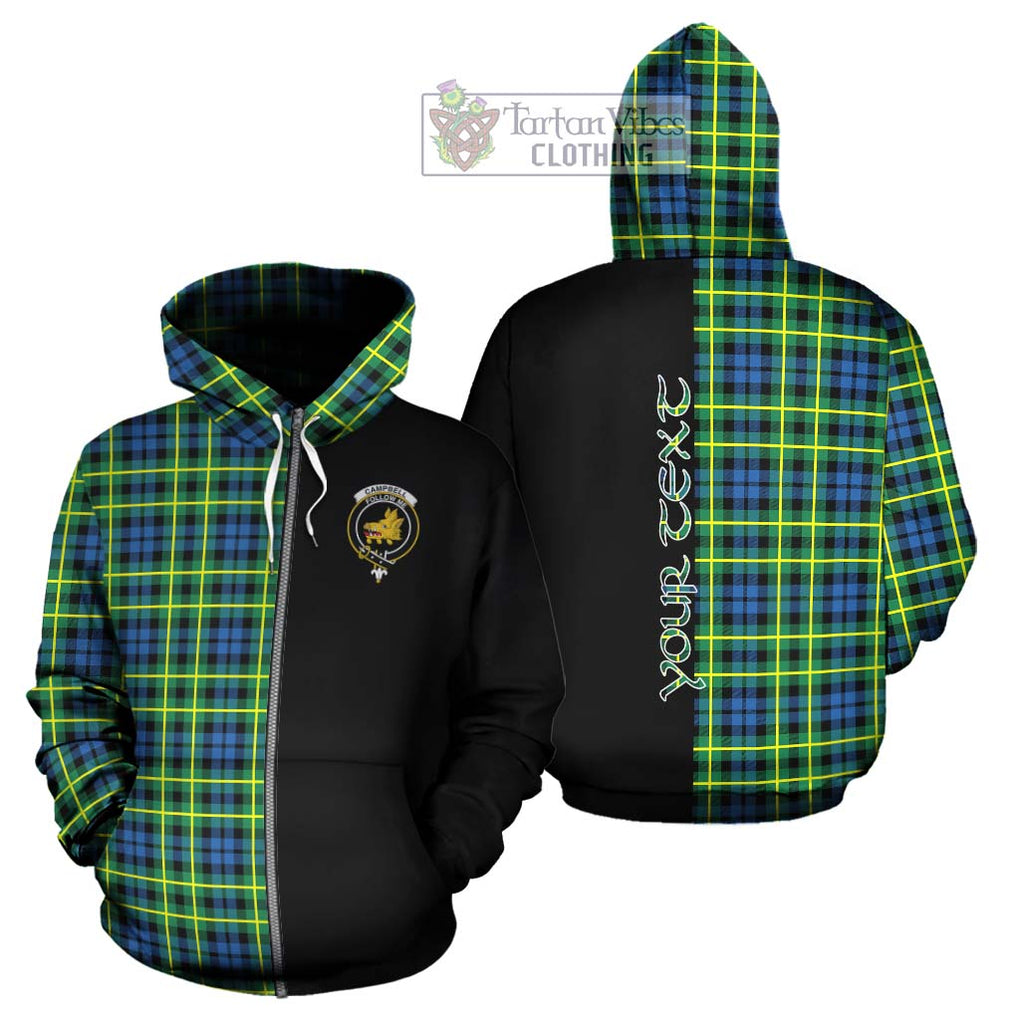 Campbell of Breadalbane Ancient Tartan Hoodie with Family Crest and Half Of Me Style - Tartanvibesclothing Shop