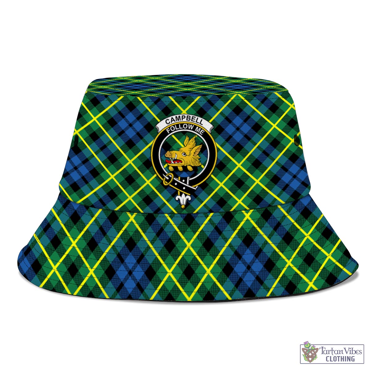 Tartan Vibes Clothing Campbell of Breadalbane Ancient Tartan Bucket Hat with Family Crest