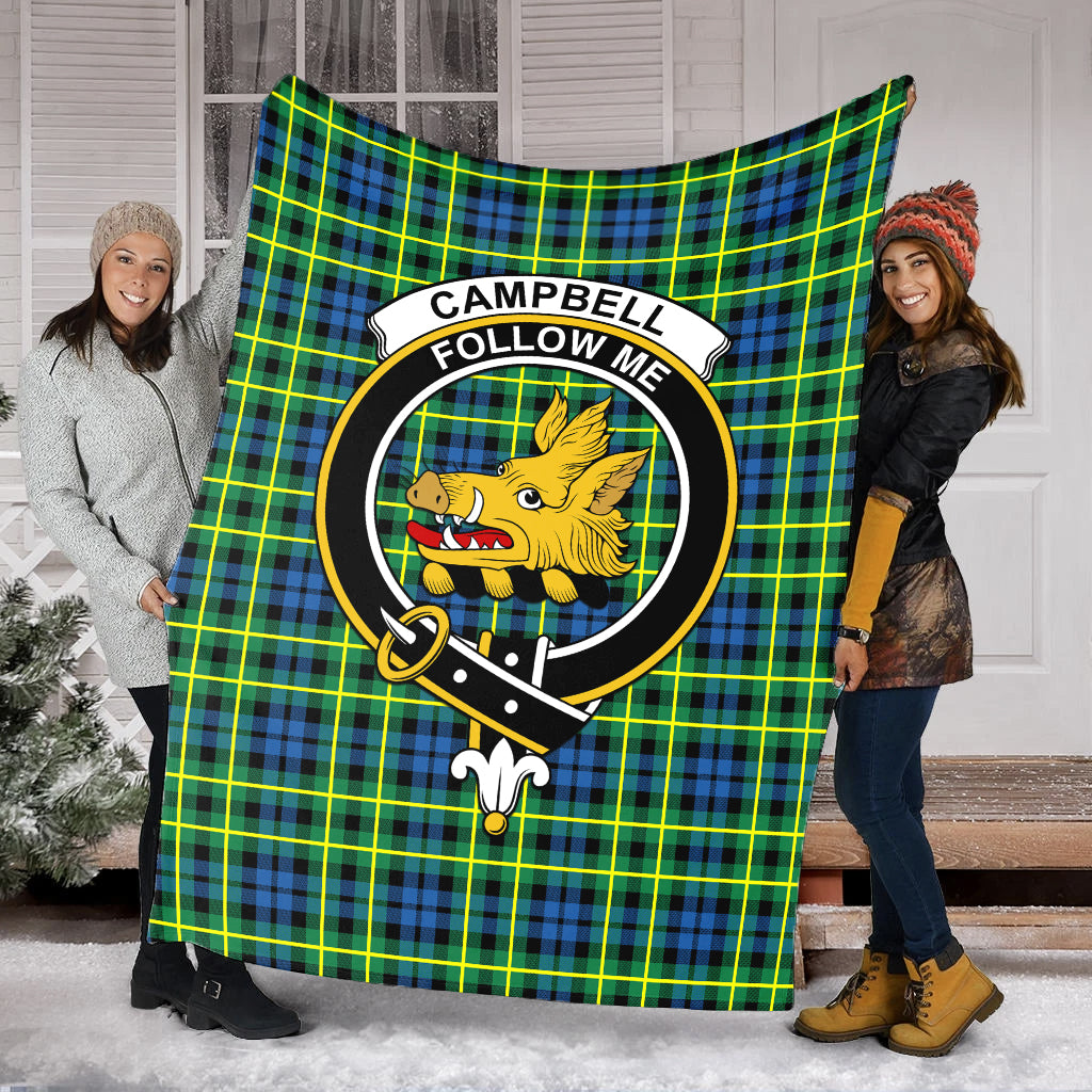 Campbell of Breadalbane Ancient Tartan Blanket with Family Crest - Tartan Vibes Clothing