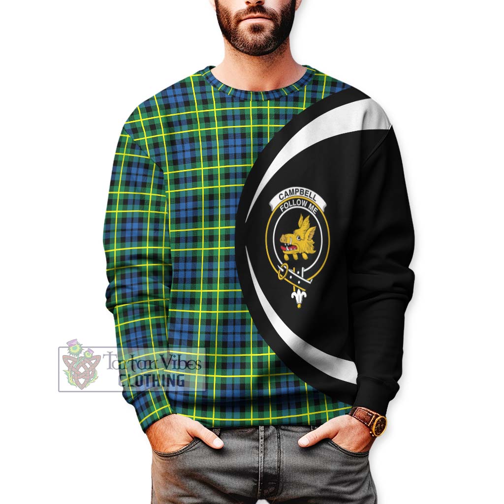 Campbell of Breadalbane Ancient Tartan Sweatshirt with Family Crest Circle Style - Tartan Vibes Clothing