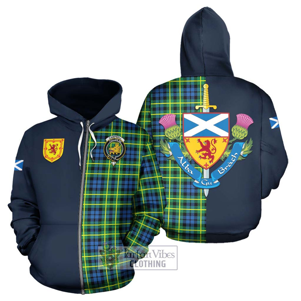 Tartan Vibes Clothing Campbell of Breadalbane Ancient Tartan Hoodie with Scottish Lion Royal Arm Half Style