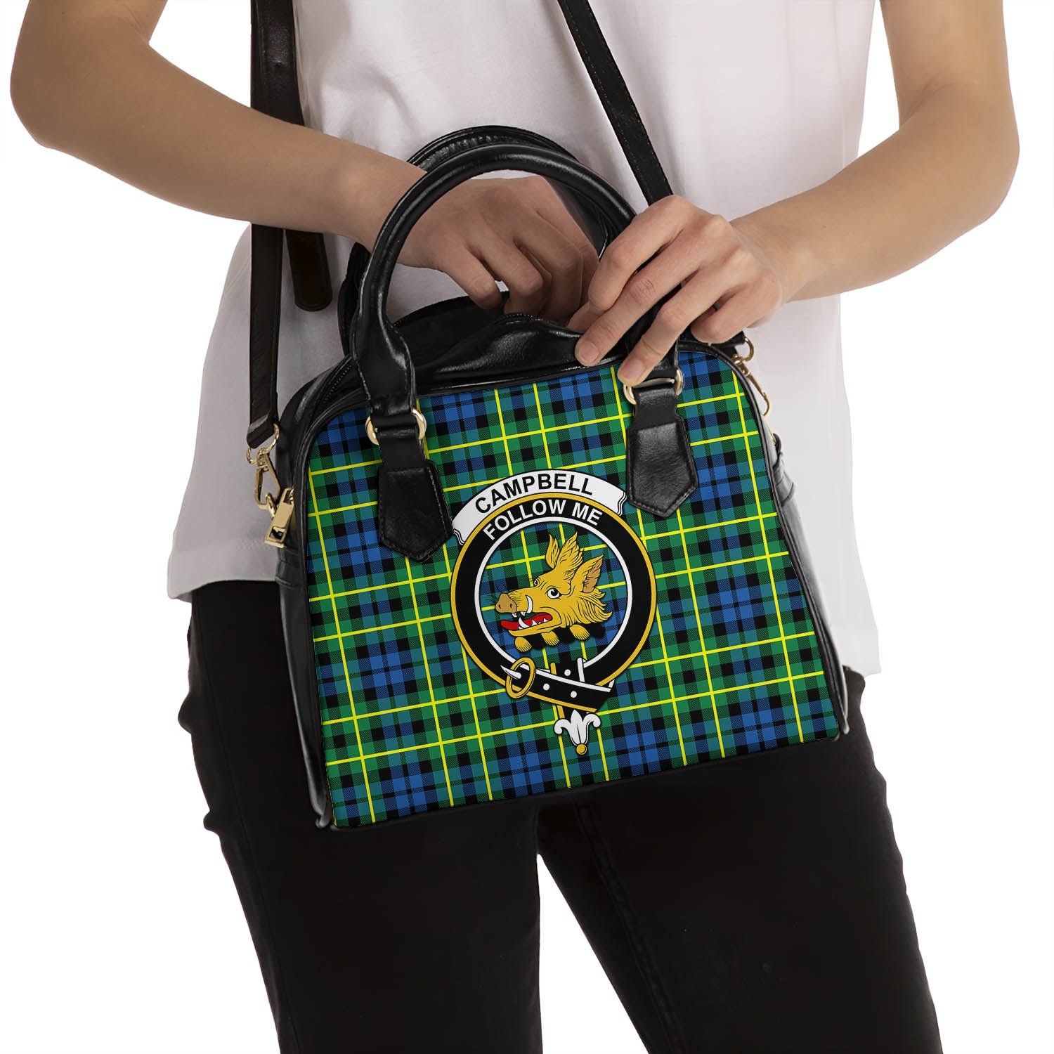 Campbell of Breadalbane Ancient Tartan Shoulder Handbags with Family Crest - Tartanvibesclothing