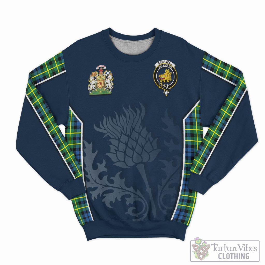 Tartan Vibes Clothing Campbell of Breadalbane Ancient Tartan Sweatshirt with Family Crest and Scottish Thistle Vibes Sport Style