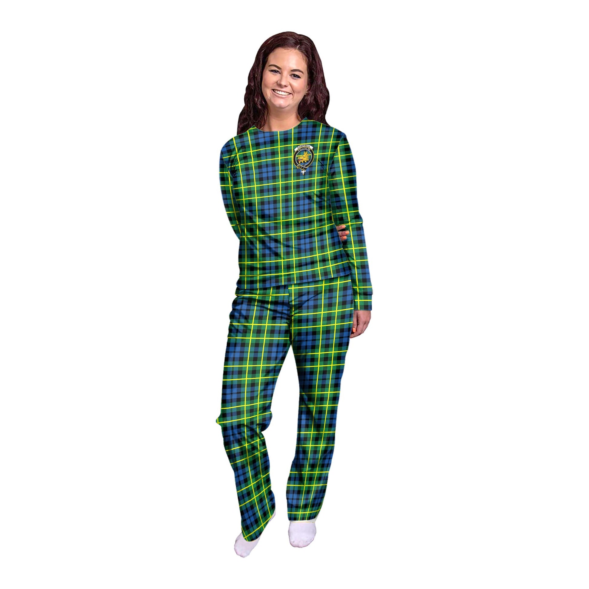 Campbell of Breadalbane Ancient Tartan Pajamas Family Set with Family Crest - Tartan Vibes Clothing