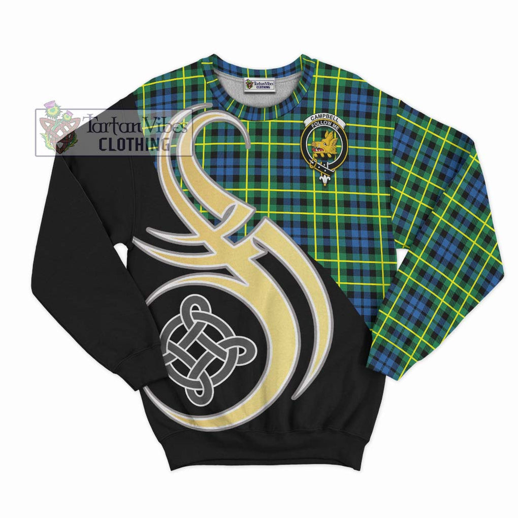 Campbell of Breadalbane Ancient Tartan Sweatshirt with Family Crest and Celtic Symbol Style - Tartan Vibes Clothing