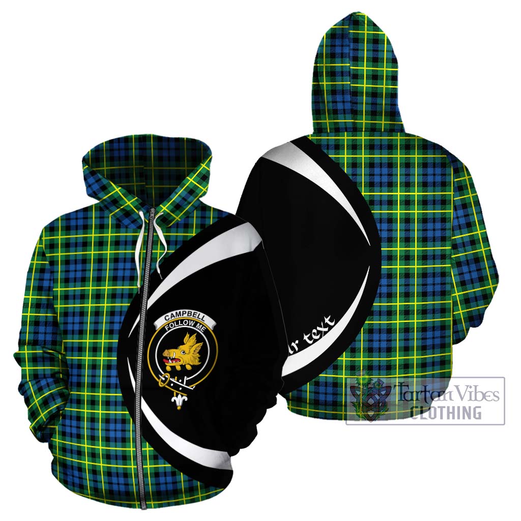 Tartan Vibes Clothing Campbell of Breadalbane Ancient Tartan Hoodie with Family Crest Circle Style