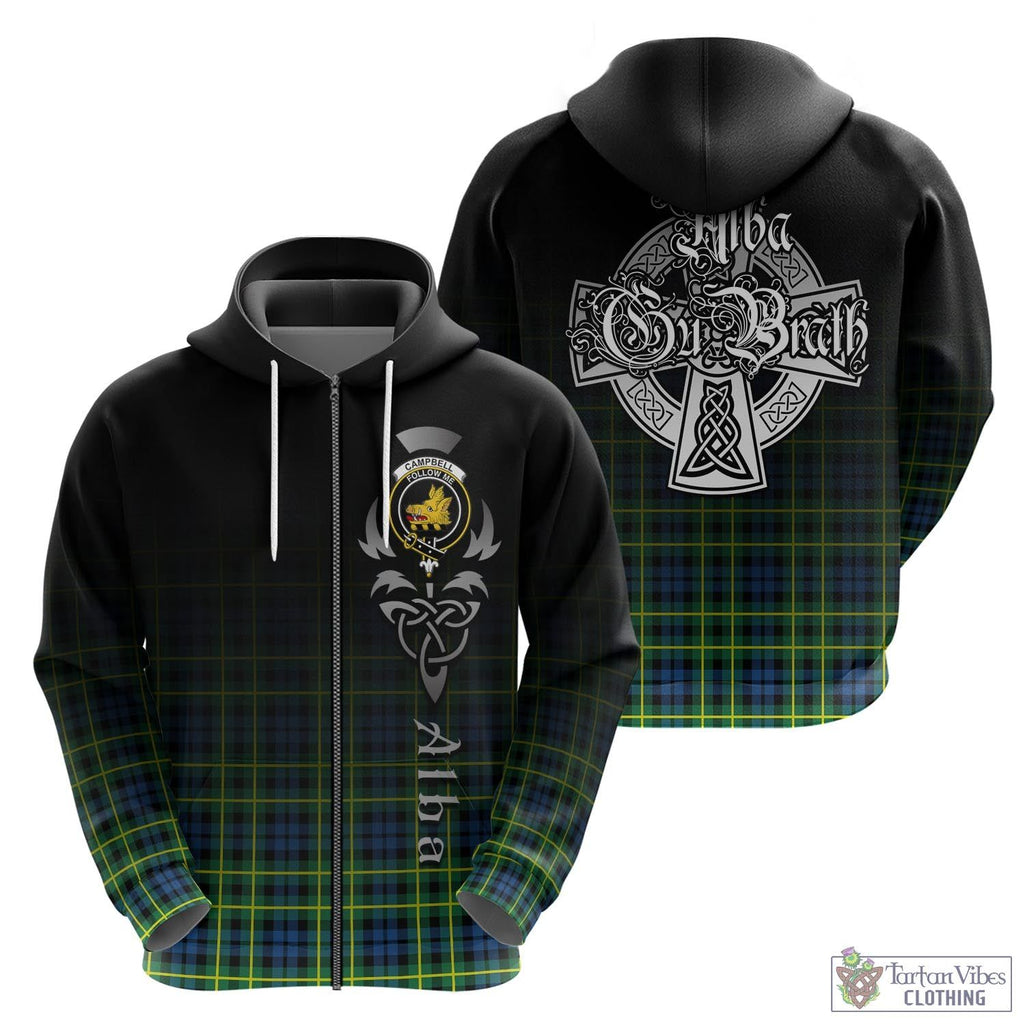 Tartan Vibes Clothing Campbell of Breadalbane Ancient Tartan Hoodie Featuring Alba Gu Brath Family Crest Celtic Inspired