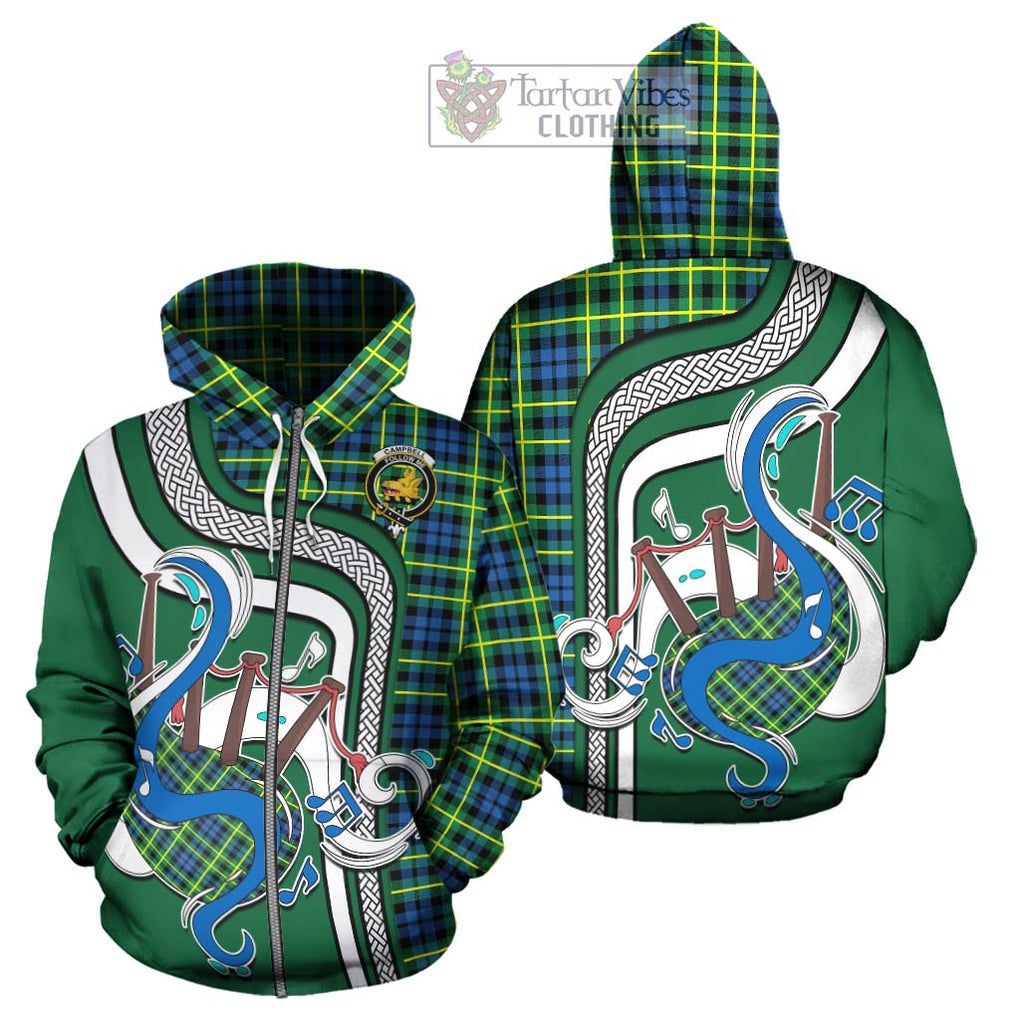 Campbell of Breadalbane Ancient Tartan Hoodie with Epic Bagpipe Style - Tartanvibesclothing Shop