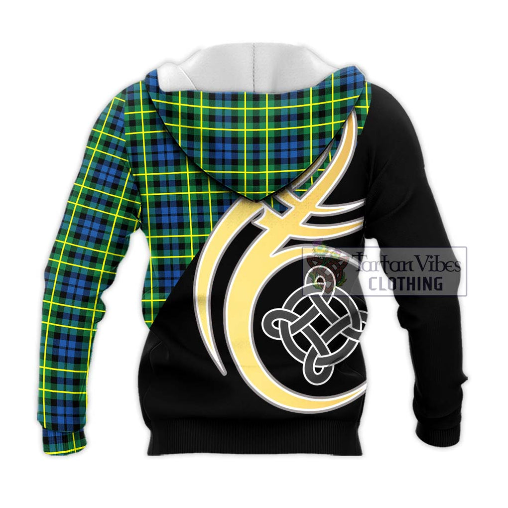 Campbell of Breadalbane Ancient Tartan Knitted Hoodie with Family Crest and Celtic Symbol Style - Tartan Vibes Clothing