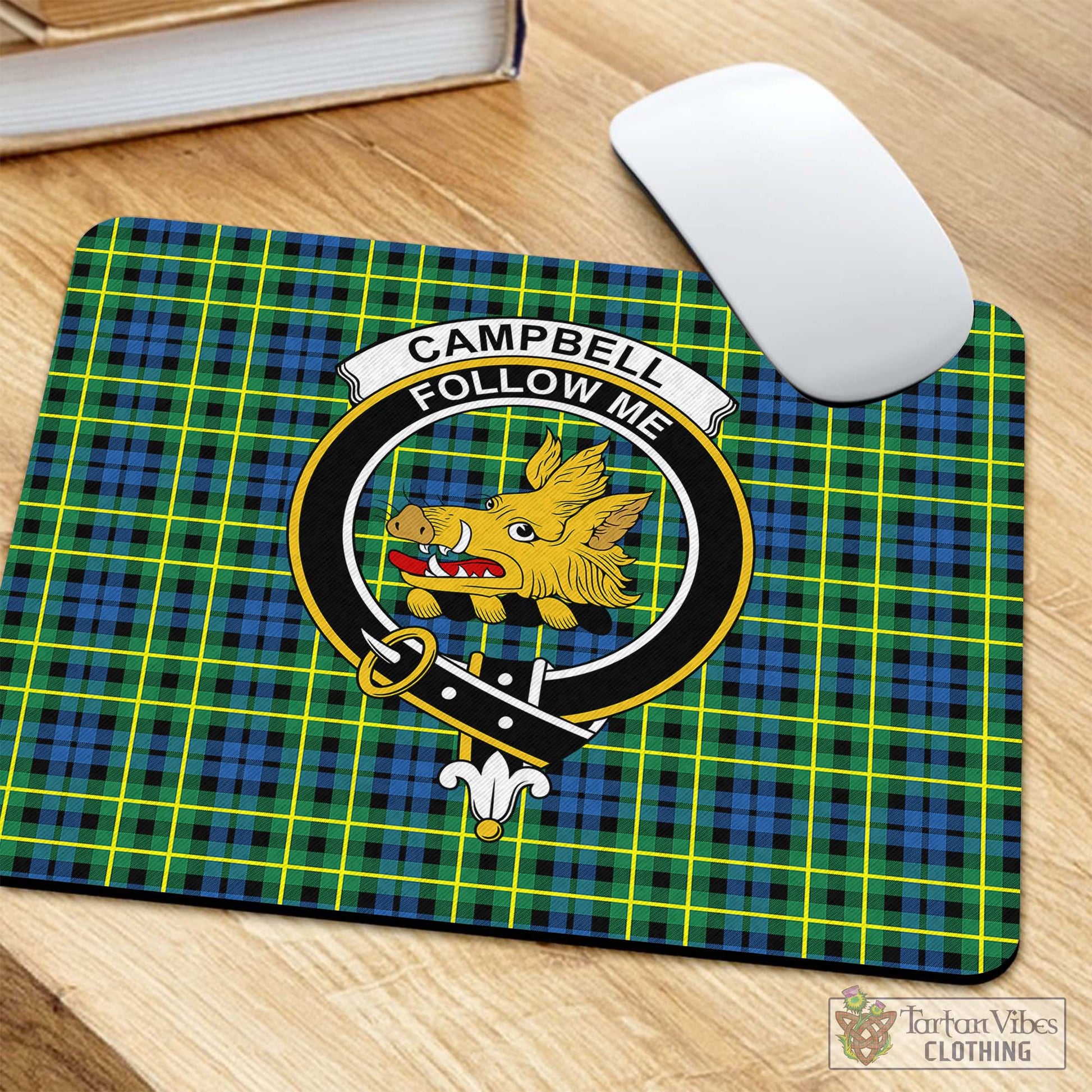 Tartan Vibes Clothing Campbell of Breadalbane Ancient Tartan Mouse Pad with Family Crest