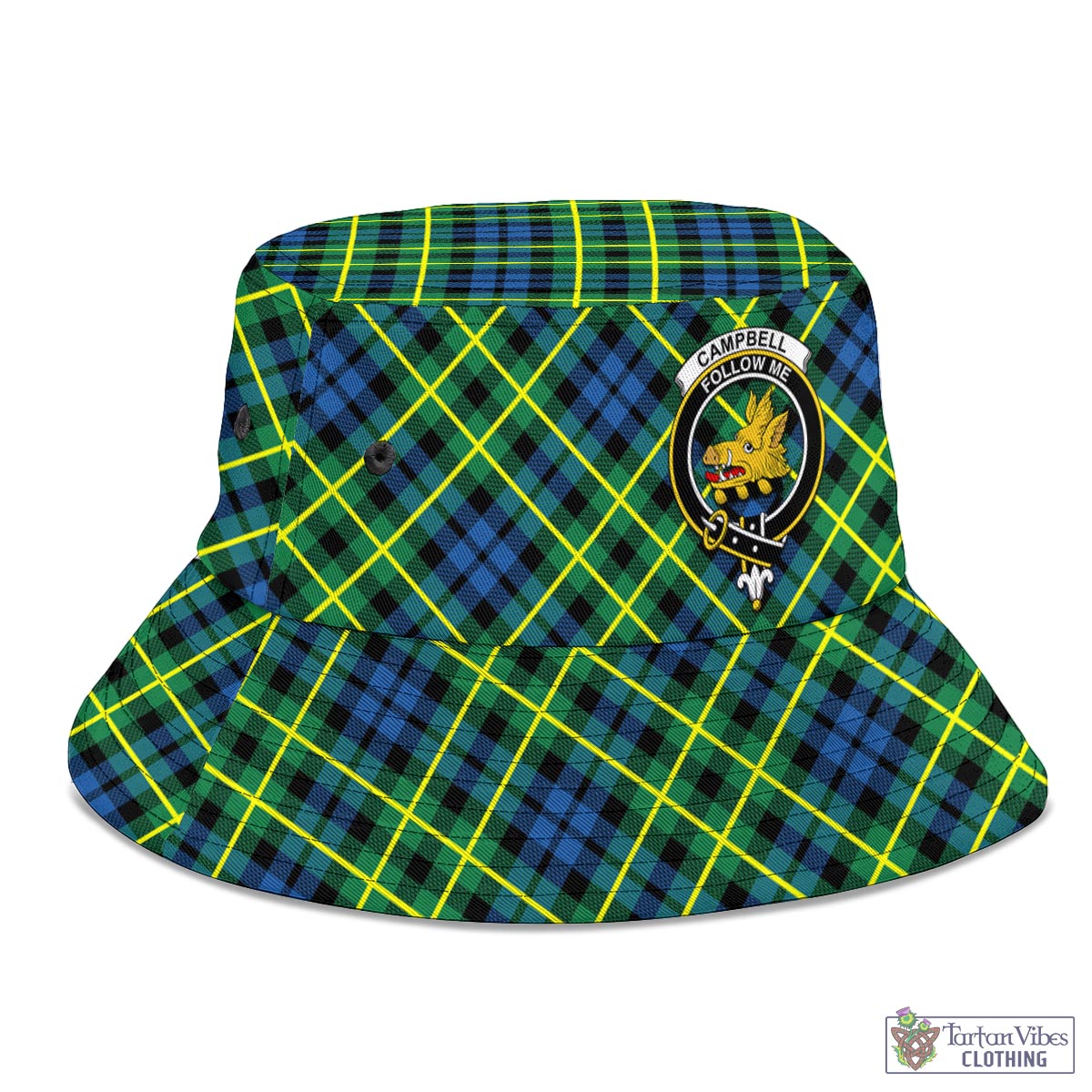 Tartan Vibes Clothing Campbell of Breadalbane Ancient Tartan Bucket Hat with Family Crest