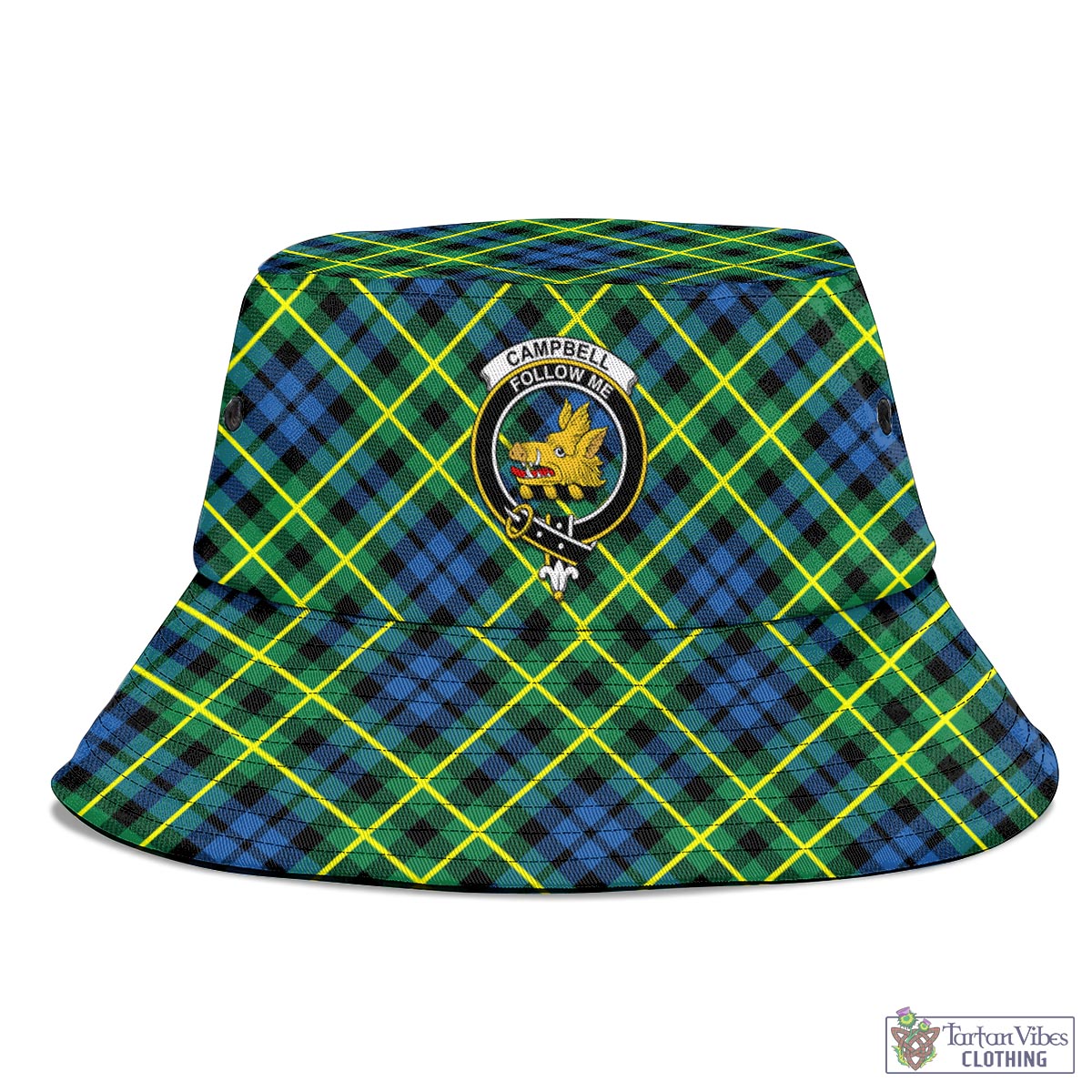 Tartan Vibes Clothing Campbell of Breadalbane Ancient Tartan Bucket Hat with Family Crest