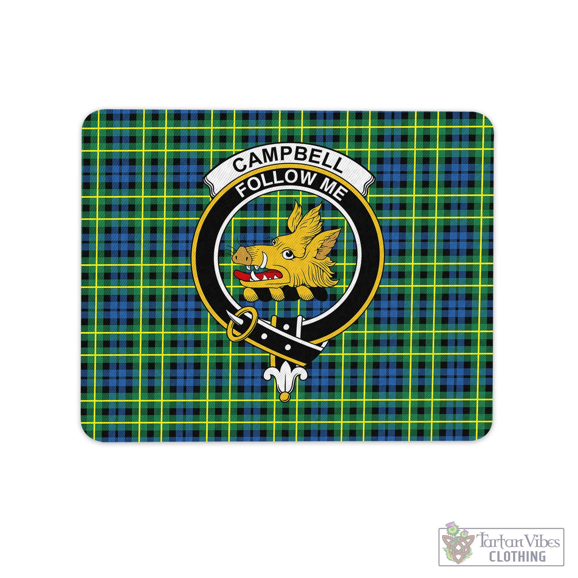 Tartan Vibes Clothing Campbell of Breadalbane Ancient Tartan Mouse Pad with Family Crest