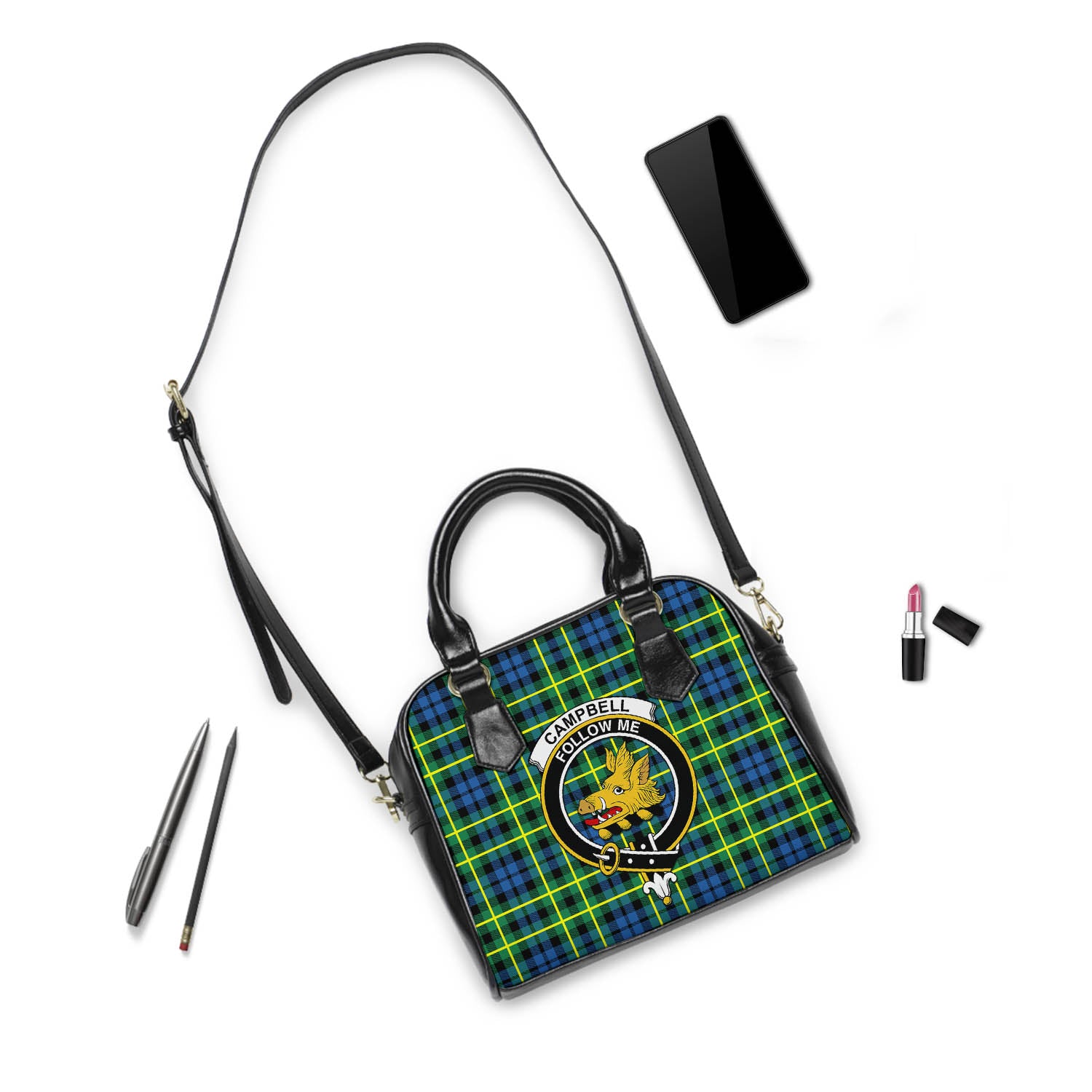 Campbell of Breadalbane Ancient Tartan Shoulder Handbags with Family Crest - Tartanvibesclothing