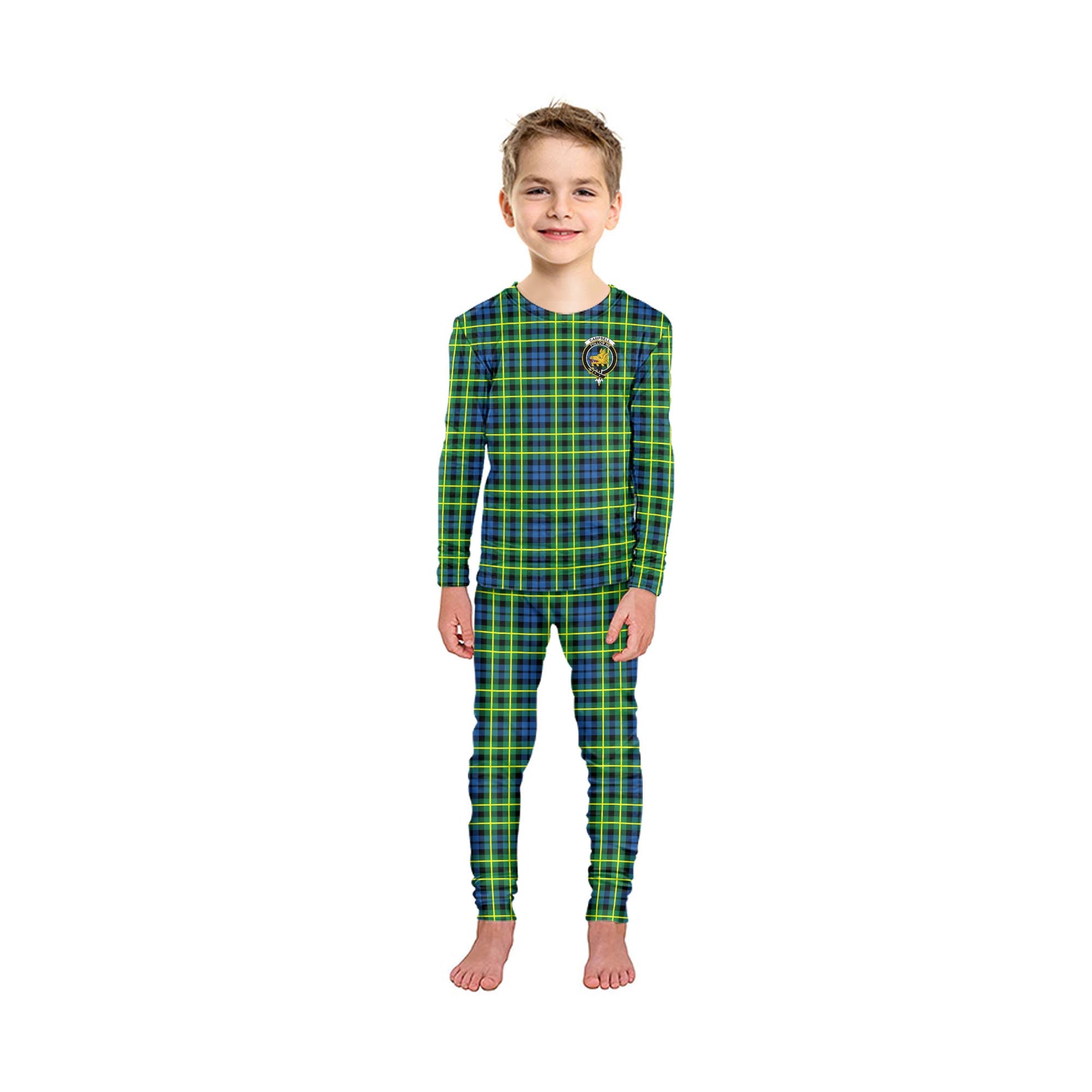 Campbell of Breadalbane Ancient Tartan Pajamas Family Set with Family Crest - Tartan Vibes Clothing