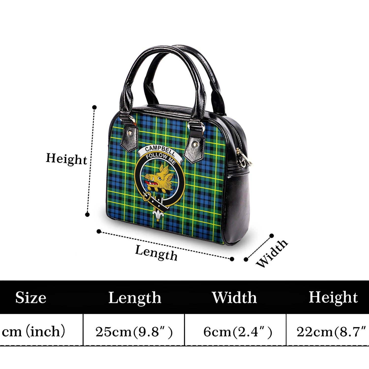 Campbell of Breadalbane Ancient Tartan Shoulder Handbags with Family Crest - Tartanvibesclothing