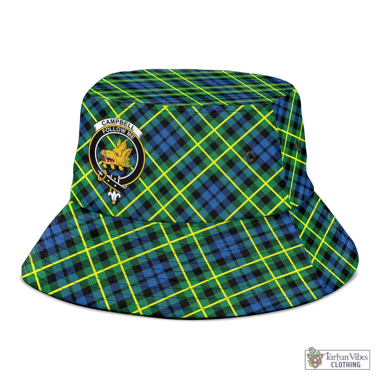 Tartan Vibes Clothing Campbell of Breadalbane Ancient Tartan Bucket Hat with Family Crest