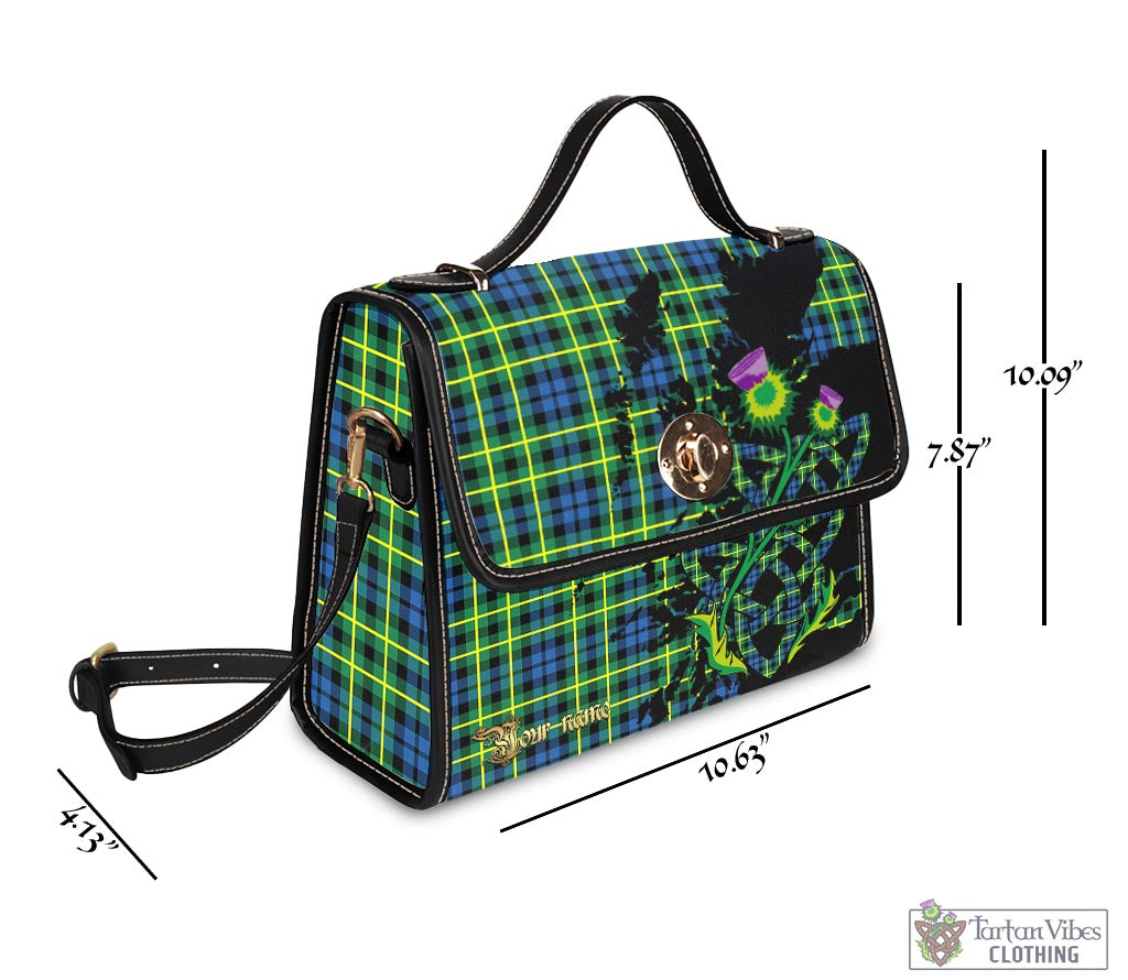 Tartan Vibes Clothing Campbell of Breadalbane Ancient Tartan Waterproof Canvas Bag with Scotland Map and Thistle Celtic Accents