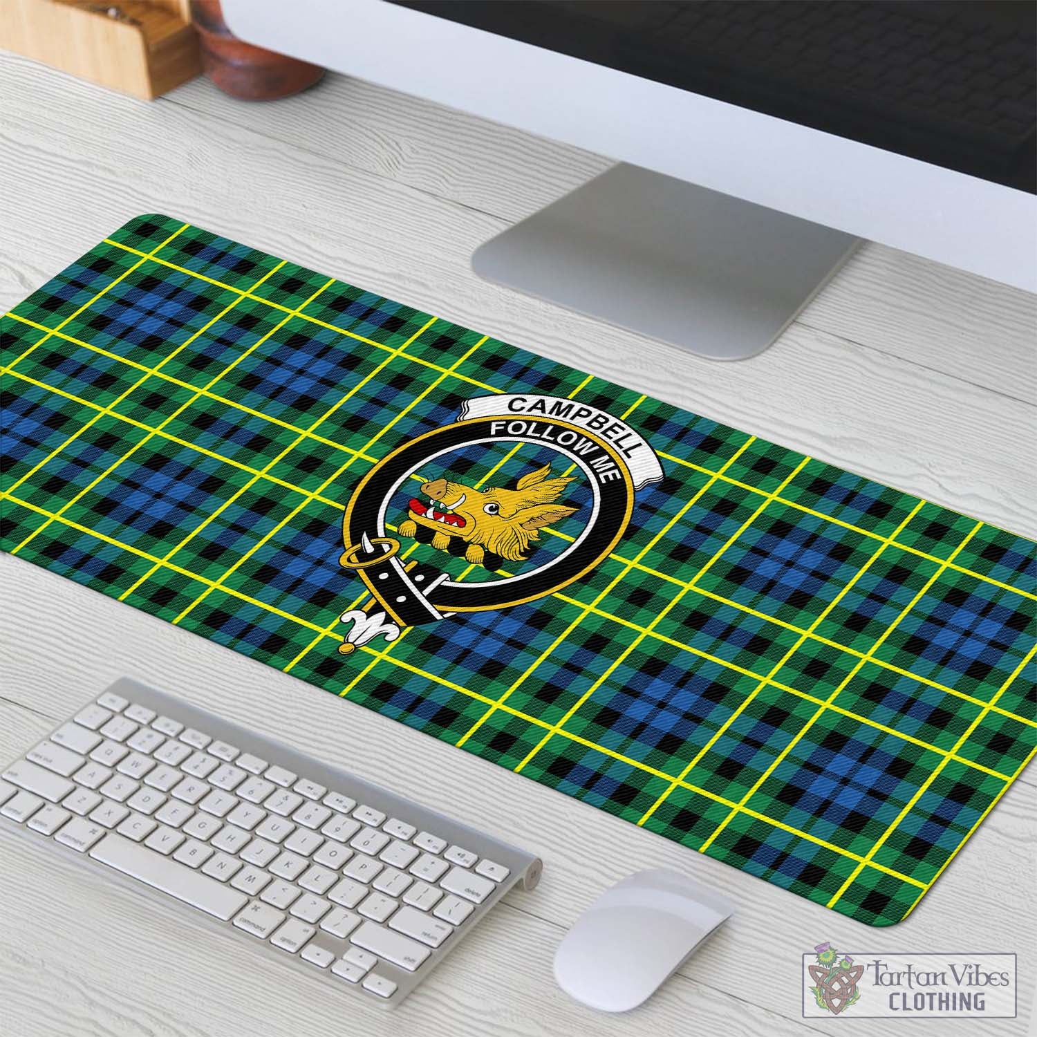 Tartan Vibes Clothing Campbell of Breadalbane Ancient Tartan Mouse Pad with Family Crest