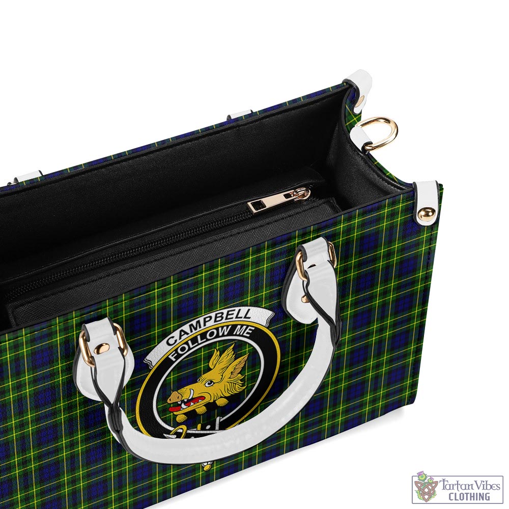 Tartan Vibes Clothing Campbell of Breadalbane Modern Tartan Luxury Leather Handbags with Family Crest