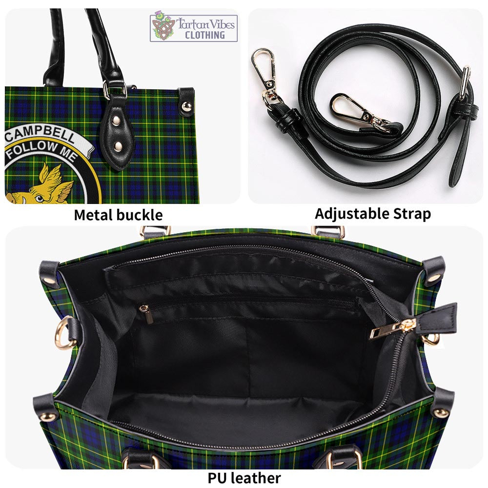 Tartan Vibes Clothing Campbell of Breadalbane Modern Tartan Luxury Leather Handbags with Family Crest