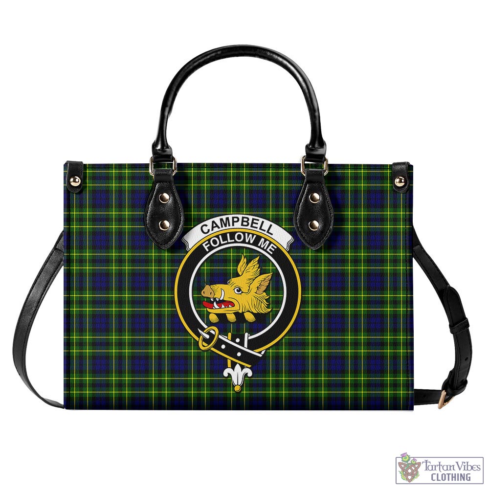 Tartan Vibes Clothing Campbell of Breadalbane Modern Tartan Luxury Leather Handbags with Family Crest