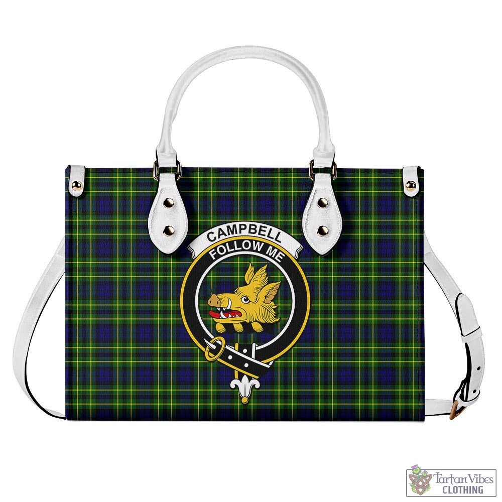 Tartan Vibes Clothing Campbell of Breadalbane Modern Tartan Luxury Leather Handbags with Family Crest