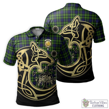 Campbell of Breadalbane Modern Tartan Polo Shirt with Family Crest Celtic Wolf Style