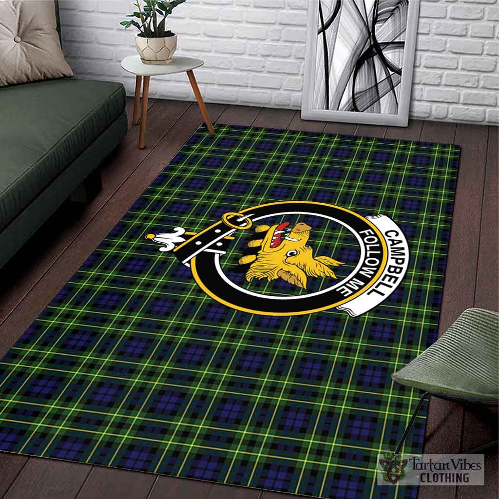 Tartan Vibes Clothing Campbell of Breadalbane Modern Tartan Area Rug with Family Crest