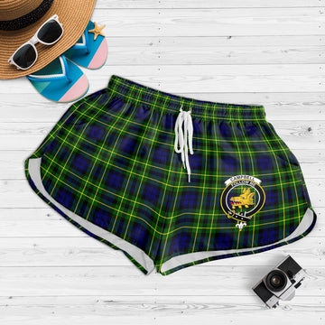 Campbell of Breadalbane Modern Tartan Womens Shorts with Family Crest