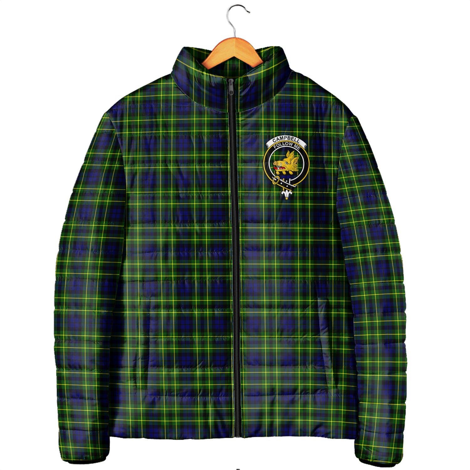 Campbell of Breadalbane Modern Tartan Padded Jacket with Family Crest Men's Padded Jacket - Tartan Vibes Clothing