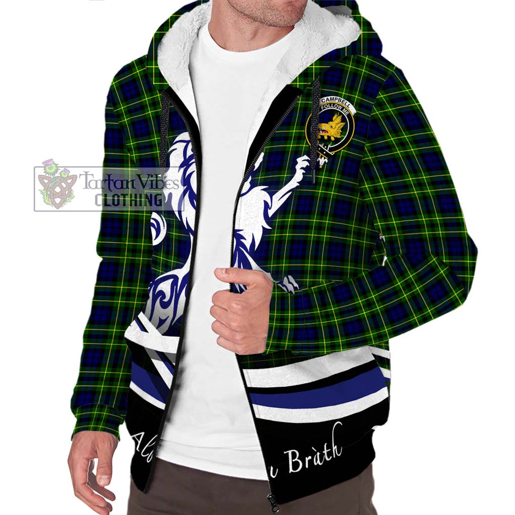 Campbell of Breadalbane Modern Tartan Sherpa Hoodie with Alba Gu Brath Regal Lion Emblem Unisex S - Tartanvibesclothing Shop