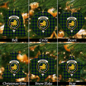 Campbell of Breadalbane Modern Tartan Christmas Ceramic Ornaments with Family Crest