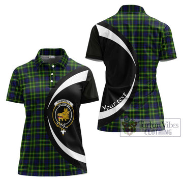 Campbell of Breadalbane Modern Tartan Women's Polo Shirt with Family Crest Circle Style