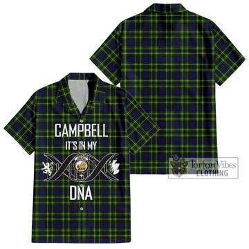 Campbell of Breadalbane Modern Tartan Short Sleeve Button Shirt with Family Crest DNA In Me Style