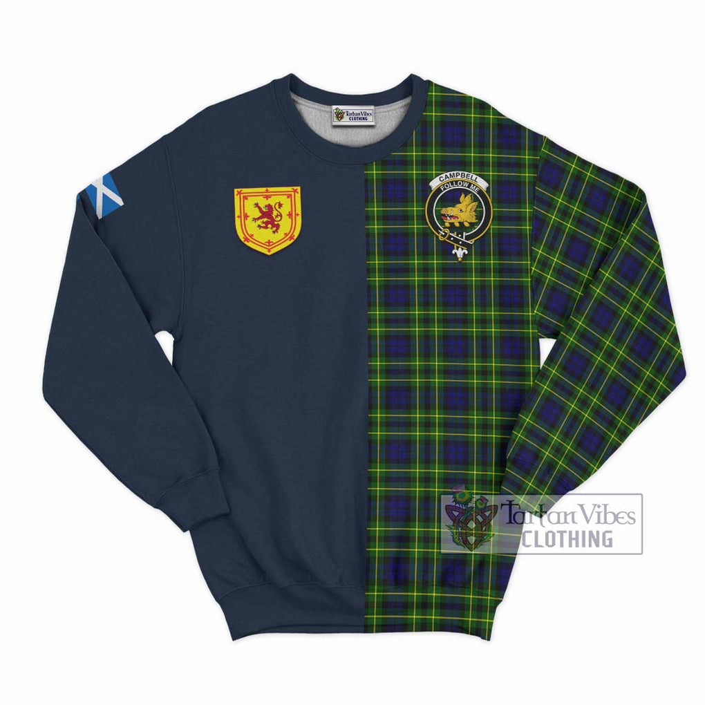 Tartan Vibes Clothing Campbell of Breadalbane Modern Tartan Sweatshirt with Scottish Lion Royal Arm Half Style