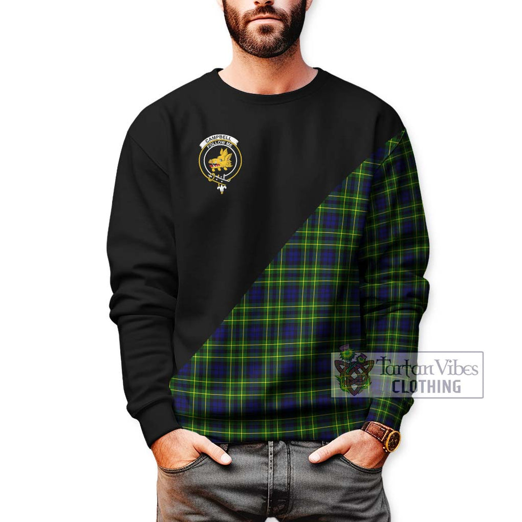 Campbell of Breadalbane Modern Tartan Sweatshirt with Family Crest and Military Logo Style Unisex - Tartanvibesclothing Shop