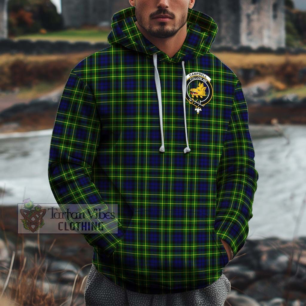 Campbell of Breadalbane Modern Tartan Cotton Hoodie with Family Crest Pullover Hoodie XS - Tartan Vibes Clothing