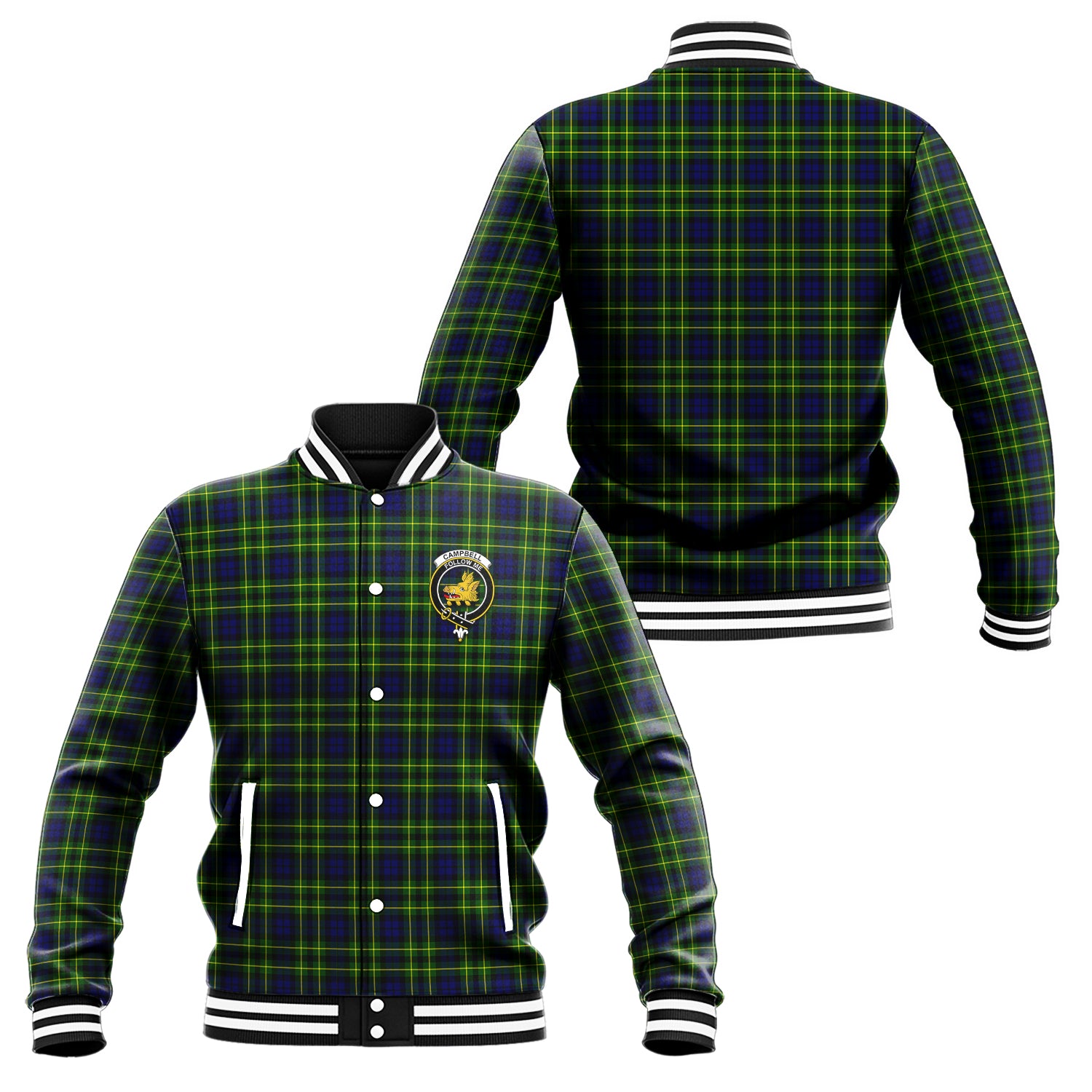 Campbell of Breadalbane Modern Tartan Baseball Jacket with Family Crest Unisex - Tartan Vibes Clothing