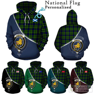 Campbell of Breadalbane Modern Tartan Hoodie with Personalised National Flag and Family Crest Half Style