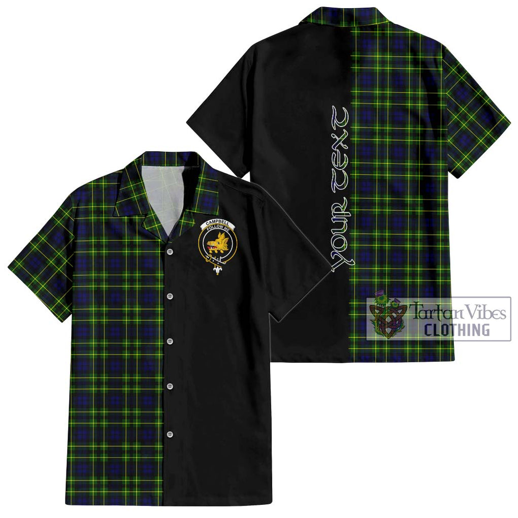 Campbell of Breadalbane Modern Tartan Short Sleeve Button Shirt with Family Crest and Half Of Me Style Kid - Tartanvibesclothing Shop