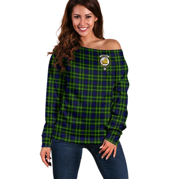 Campbell of Breadalbane Modern Tartan Off Shoulder Women Sweater with Family Crest