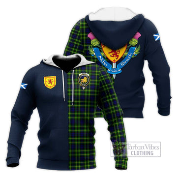 Campbell of Breadalbane Modern Tartan Knitted Hoodie Alba with Scottish Lion Royal Arm Half Style