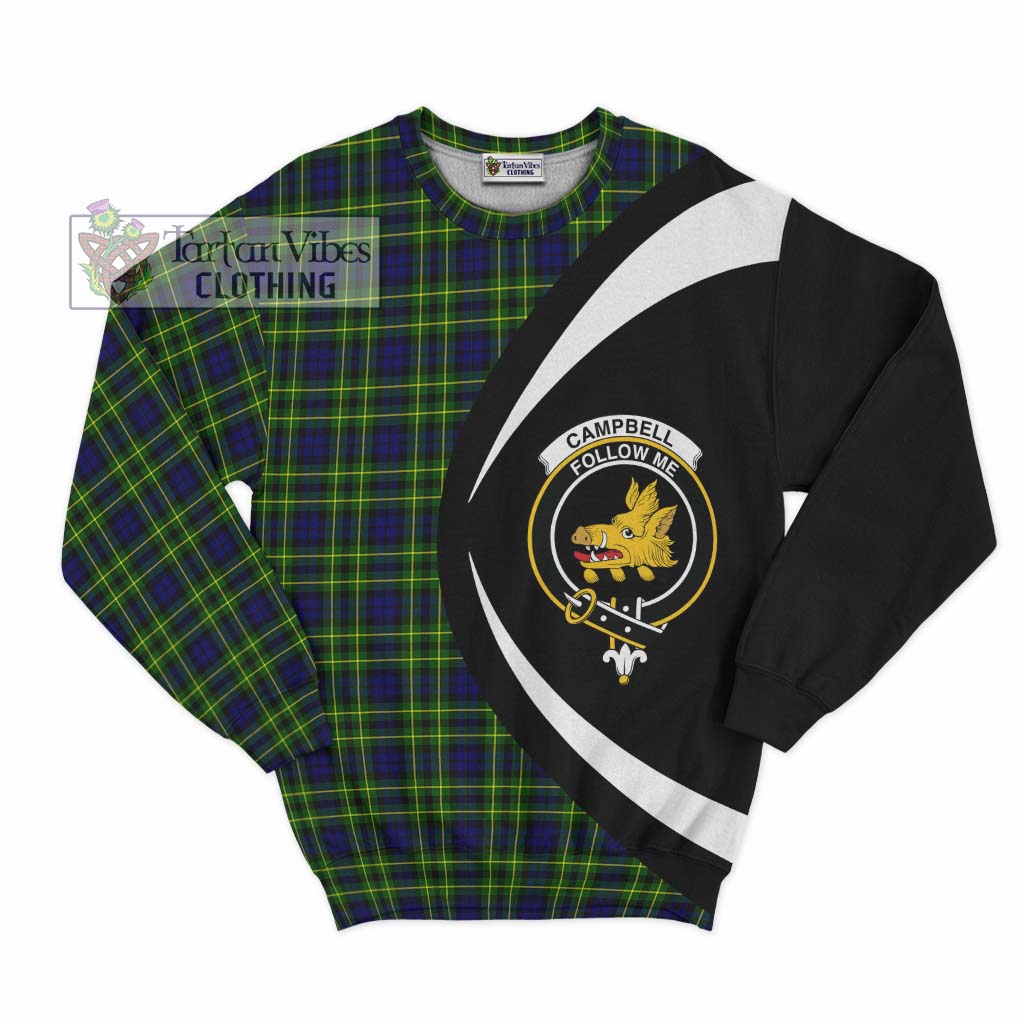 Campbell of Breadalbane Modern Tartan Sweatshirt with Family Crest Circle Style Unisex - Tartan Vibes Clothing