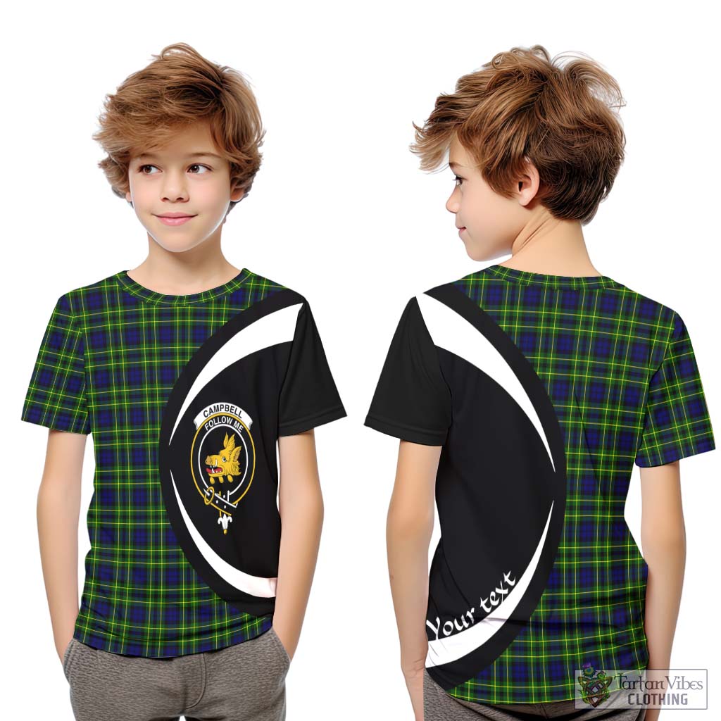 Campbell of Breadalbane Modern Tartan Kid T-Shirt with Family Crest Circle Style Youth XL Size14 - Tartan Vibes Clothing